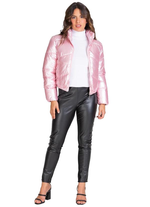 Select - Jaqueta Puffer Feminina Metalizada Rosa 3