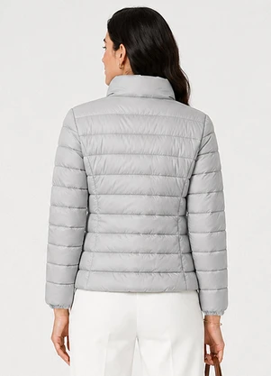 Rovitex - Jaqueta Puffer Feminina Peluciada Cinza - ROVITEX