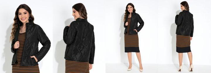 Jaqueta Puffer Preta com Z�per Moda Evang�lica
