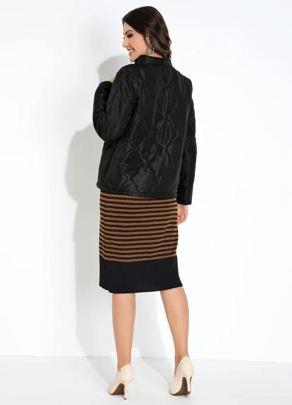 Rosalie - Jaqueta Puffer Preta com Zíper Moda Evangélica 4