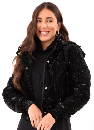 Quintess - Jaqueta Puffer Preto em Matelassê - QUINTESS