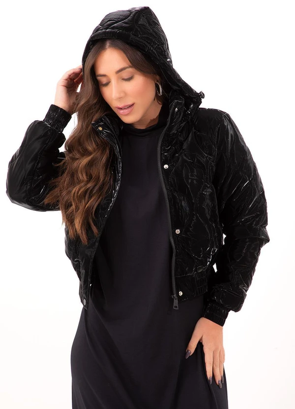 Quintess - Jaqueta Puffer Preto em Matelassê 9