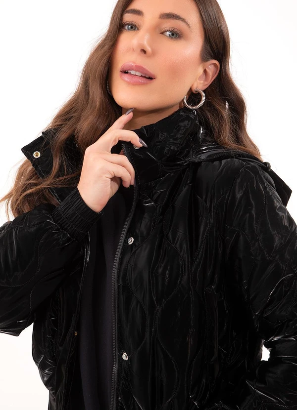 Quintess - Jaqueta Puffer Preto em Matelassê 7