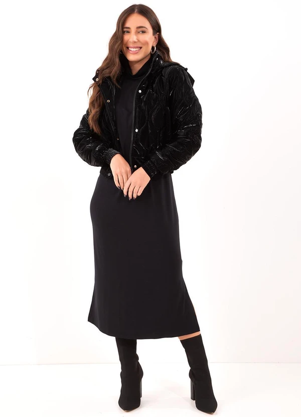 Quintess - Jaqueta Puffer Preto em Matelassê 6