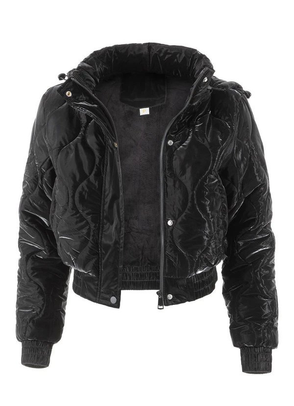 Quintess - Jaqueta Puffer Preto em Matelassê 5