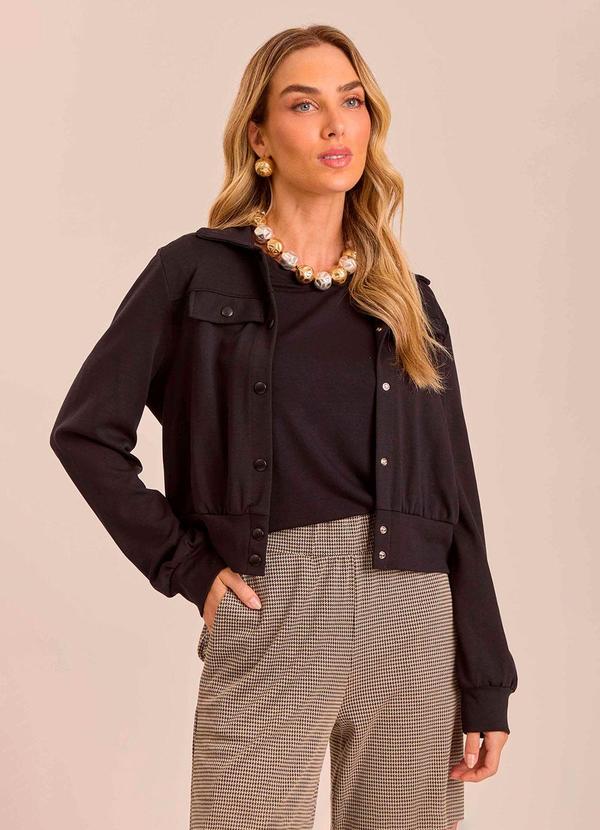 Doce Trama - Jaqueta Retrô Glam em Bodycon Preto