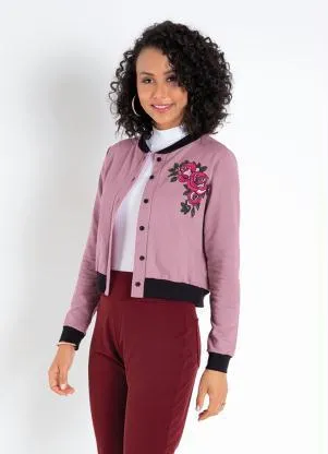 Moda Pop - Jaqueta Rosê e Preta com Estampa - MODA POP