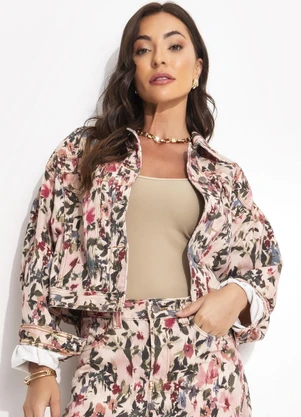 Farm - Jaqueta Sarja Jardim de Flor Rosa - FARM