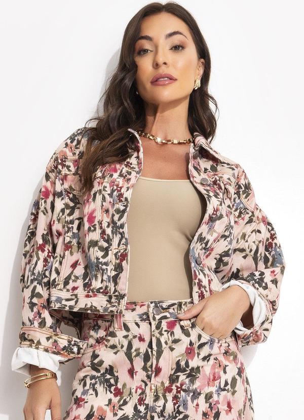 Farm - Jaqueta Sarja Jardim de Flor Rosa 1