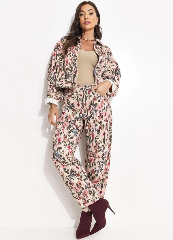 Farm - Jaqueta Sarja Jardim de Flor Rosa 3