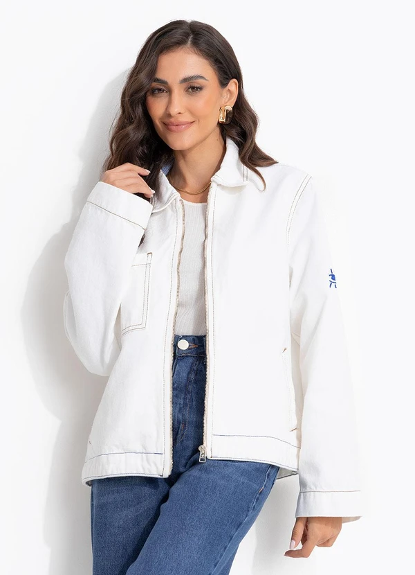 Cantão - Jaqueta Sarja Viva Bem Off White