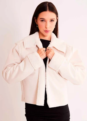 Sofie - Jaqueta Soft Dupla Face em Pelo e Suede Branco - SOFIE