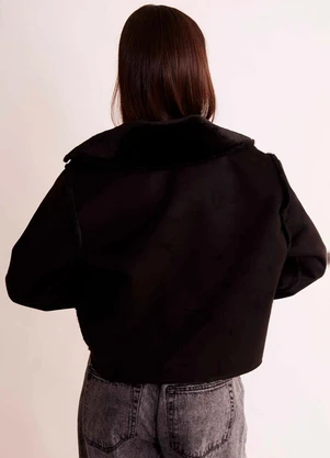 Sofie - Jaqueta Soft Dupla Face em Pelo e Suede Preto - SOFIE