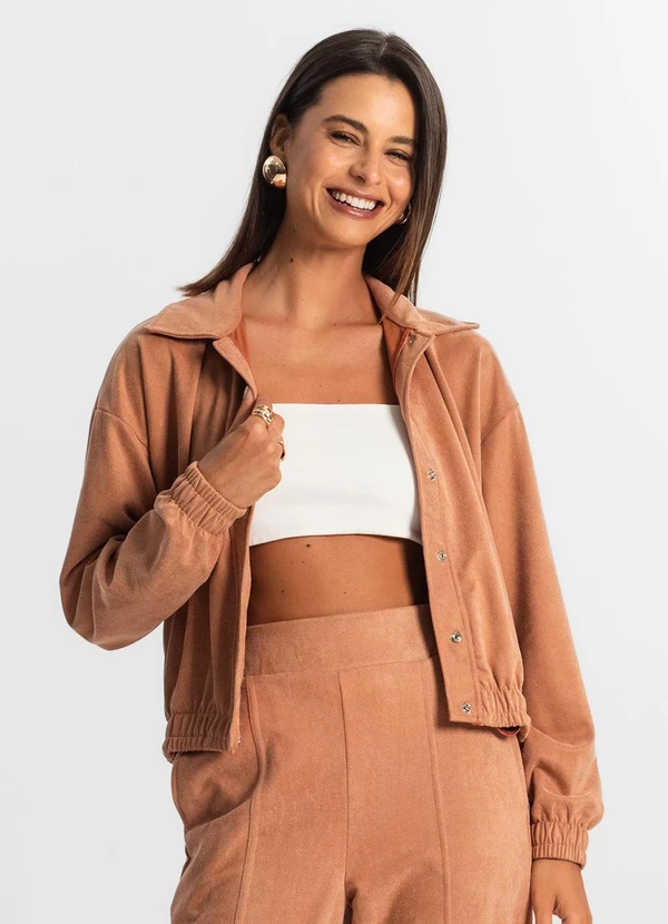 Rovitex - Jaqueta Suede Feminina Marrom
