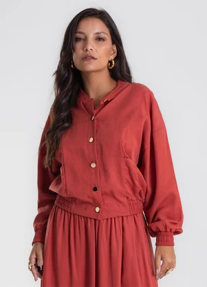 Endless - Jaqueta Tencel Twill Feminina Marrom - ENDLESS