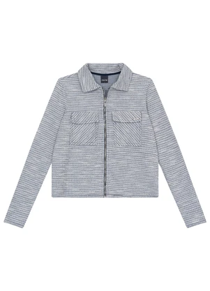 Enfim - Jaqueta Tradicional em Tweed Lurex Cinza - ENFIM