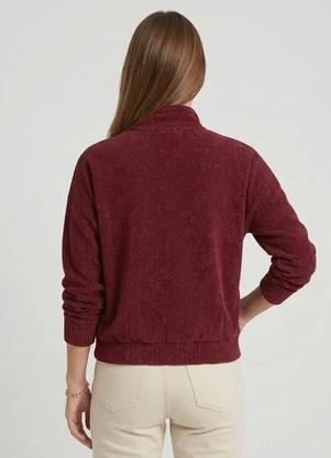 Endless - Jaqueta Tricot Gola Alta Vermelho - ENDLESS