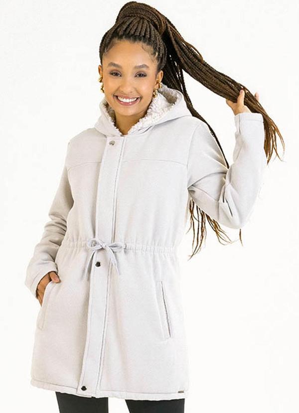 Soft Bonni - Parka Adulto em Moletom e Pelo Sherpa Branco
