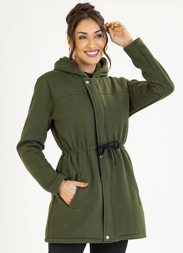 Soft Bonni - Parka Adulto em Moletom e Pelo Sherpa Verde