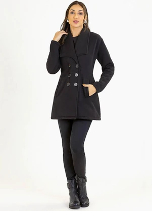 Soft Bonni - Parka Adulto em Moletom Preto - SOFT BONNI