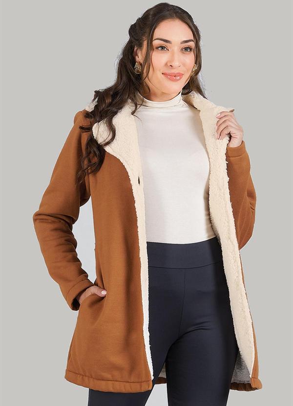 Soft Bonni - Parka Adulto Feminino Moletom Marrom