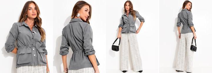 Parka Cinza em Microfibra