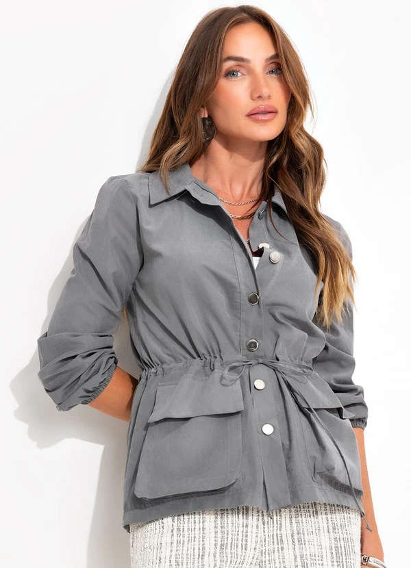 Quintess - Parka Cinza em Microfibra