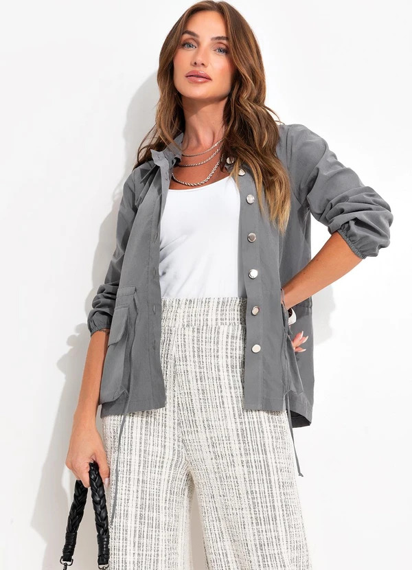 Quintess - Parka Cinza em Microfibra 7