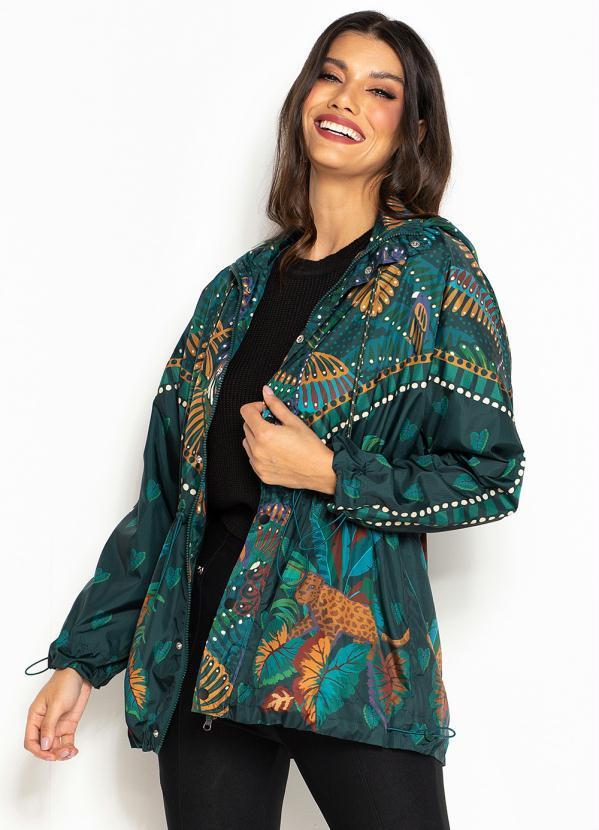 Farm - Parka de Poliéster Xô Água Sonho de Onça Verde
