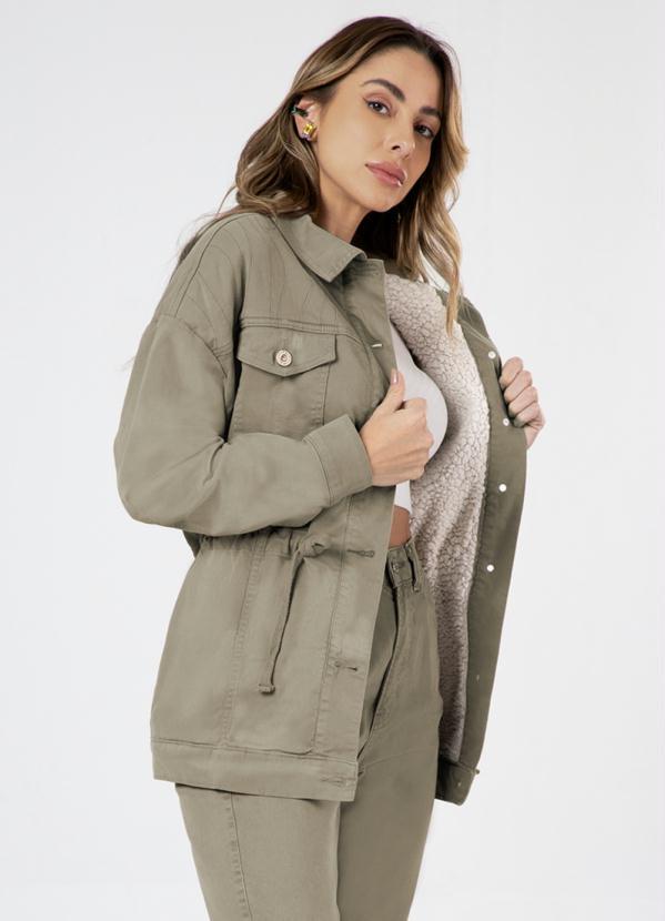 Lunender - Parka em Sarja Forrada Verde
