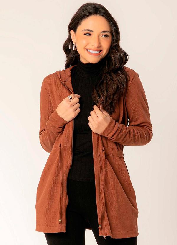 Cativa - Parka Feminina Adulto de Moletom Marrom 1