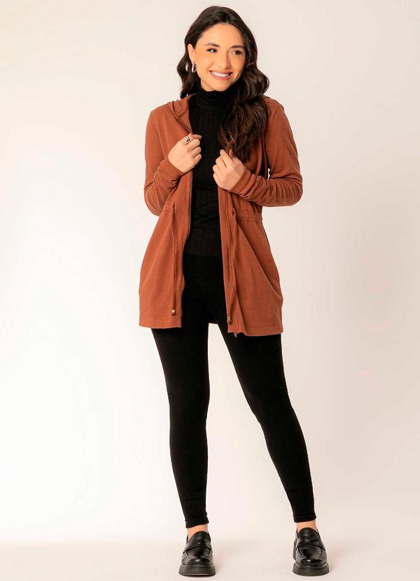 Cativa - Parka Feminina Adulto de Moletom Marrom 2