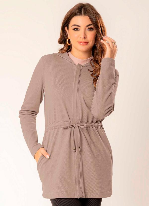 Cativa - Parka Feminina Adulto de Moletom Marrom