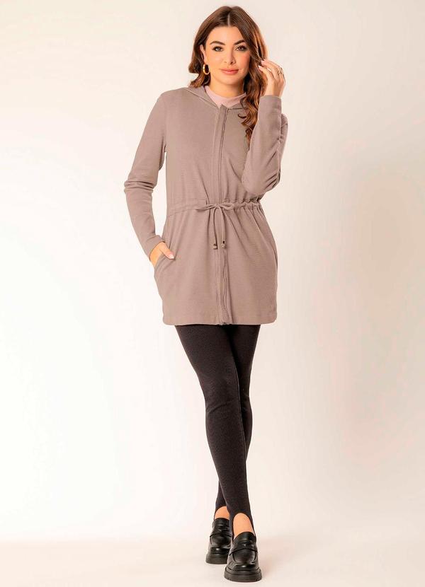 Cativa - Parka Feminina Adulto de Moletom Marrom 2