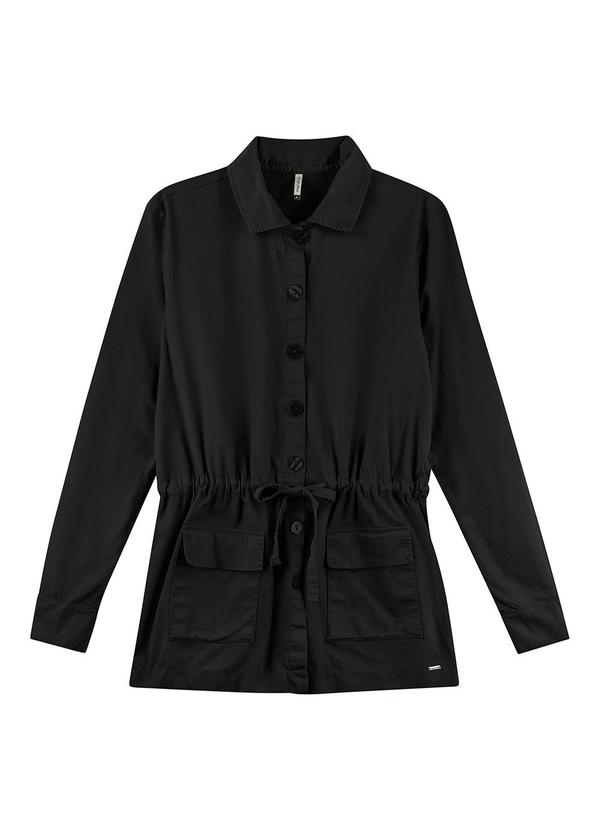 Marialícia - Parka Feminina com Botões Preto 3