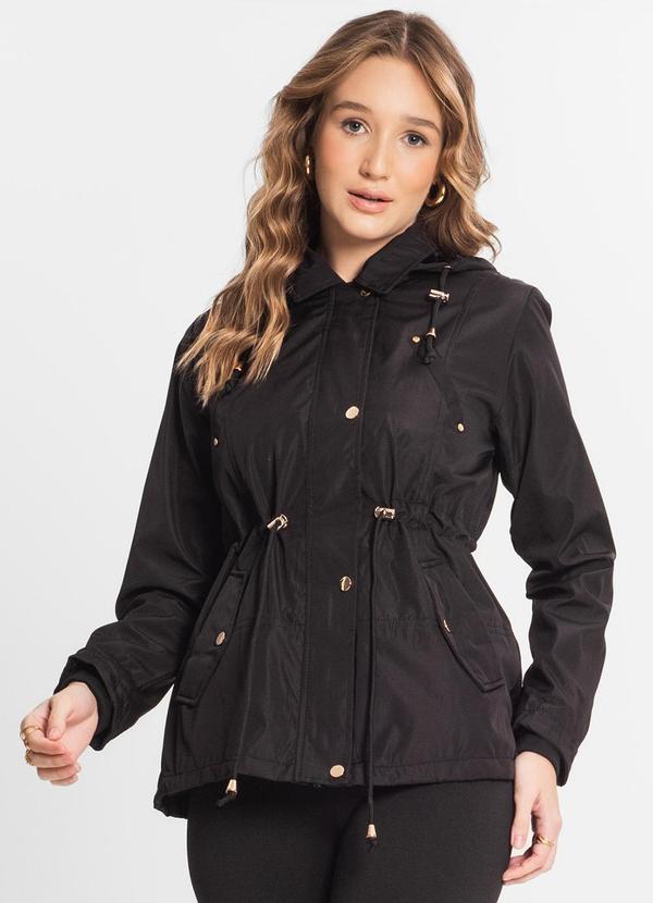 Rovitex - Parka Feminina com Capuz Peluciada Preto