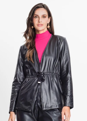 Rovitex - Parka Feminina em Cirrê Preto - ROVITEX
