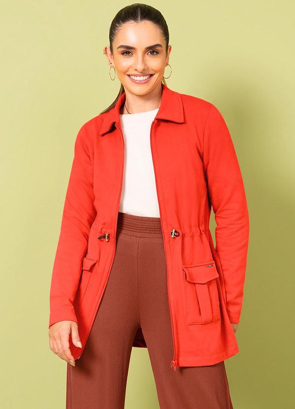 Cativa - Parka Feminina em Molecotton Peluciado Laranja