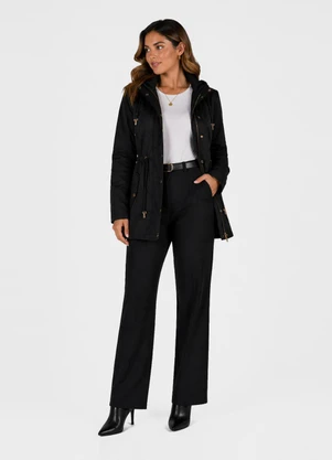 Rovitex - Parka Feminina Peluciada Impermeável Preto - ROVITEX