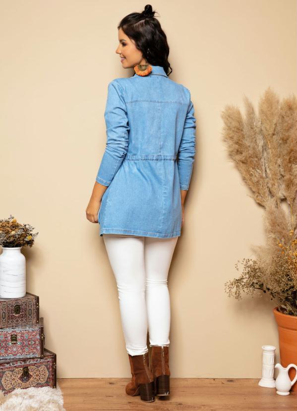 Quintess - Parka Jeans Claro com Bolsos e Cordel 4