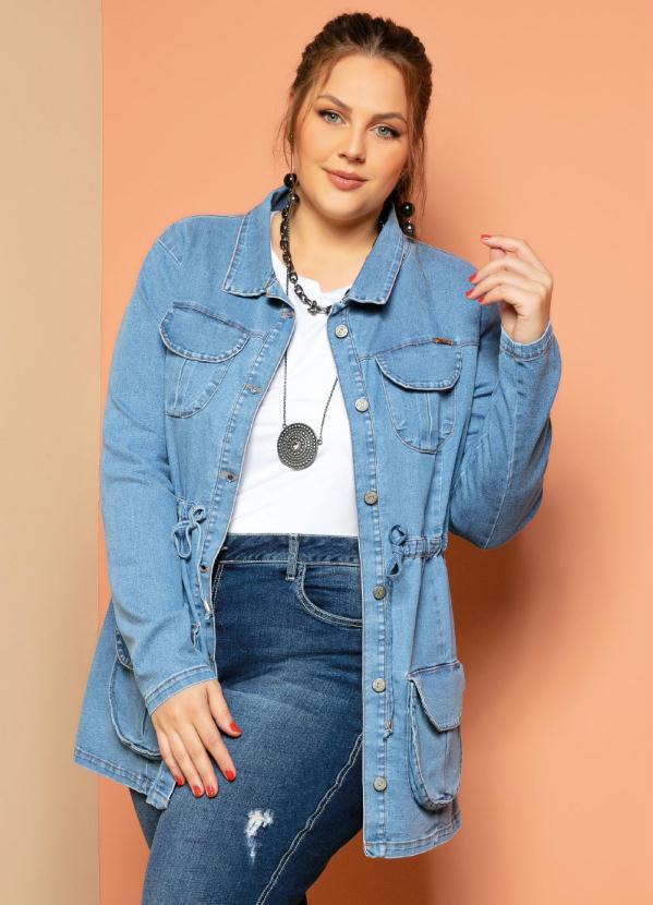 Quintess - Parka Jeans Claro com Bolsos e Cordel 5