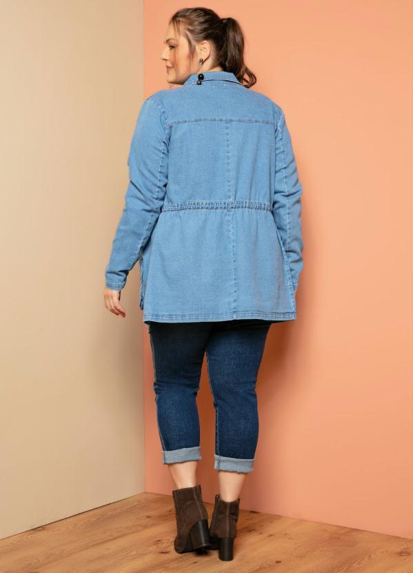 Quintess - Parka Jeans Claro com Bolsos e Cordel 8