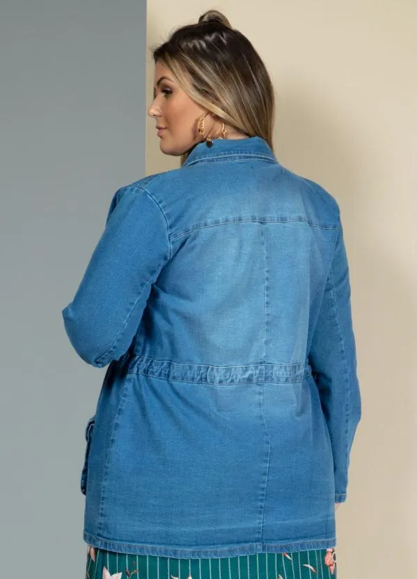Quintess - Parka Jeans Médio com Bolsos e Cordel 6
