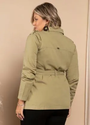 Quintess - Parka Verde com Bolsos Cargo e Faixa - QUINTESS