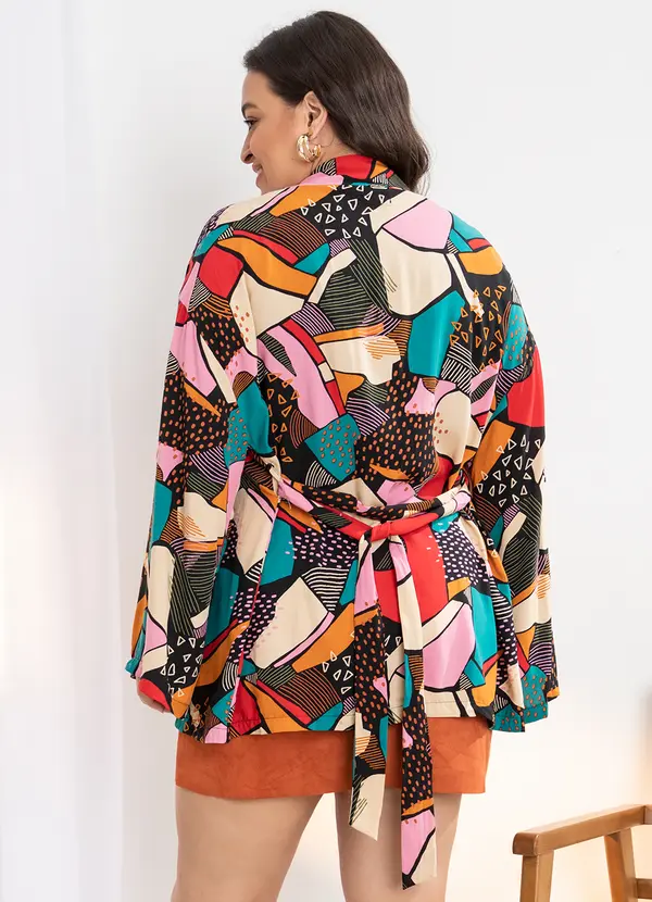Quintess - Casaco Abstrata Colorida em Viscose Plana 4