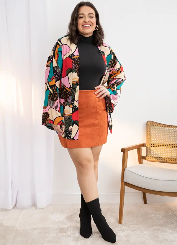 Quintess - Casaco Abstrata Colorida em Viscose Plana 3
