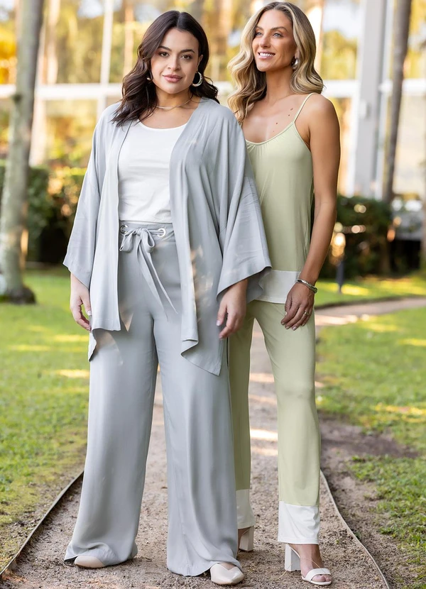 Quintess - Kimono Cinza Claro em Viscose Plana Sarjada 17