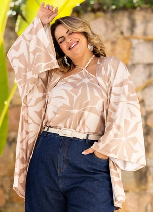 Quintess - Casaco Floral Abstrato em Malha Crepe - QUINTESS