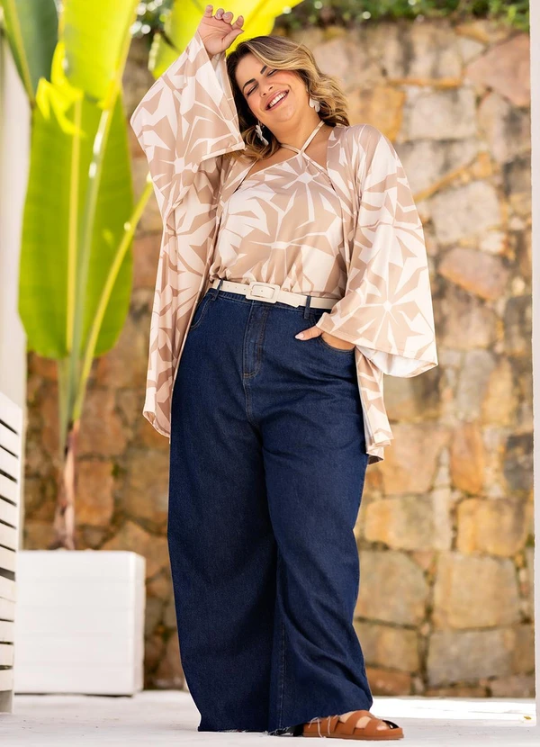 Quintess - Casaco Floral Abstrato em Malha Crepe 11