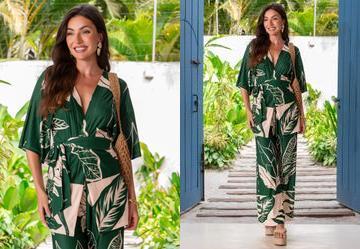 Casaco Folhagem Verde em Malha Texturizada